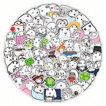 72张创意麻糬表情贴纸套装，抽象插画手绘麻糬卡通人物贴纸，适用于剪贴簿 - 麻薯表情包-72張(防水貼紙) - 查看 5