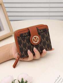 New Litchi Texture Letter Wallet Multi-Card Slots Short Style Small Women Bag Thick Korean Fashion Compact Vintage Coin Purse For Women Money Wallet Mini Wallet Purse Wallet Small Wallet Cute Wallet Card Wallet Coin Wallet - Coffee - 查看 4