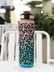 1pc 32oz/1000ml Leopard Print Sports Water Bottle, Stylish Design, Multiple Color Options, Comes With Carrying Strap For Outdoor Sports, Camping, Short Trips, Fitness, Cycling, Great Gift For Birthday, Holiday - Multicolor - View 15