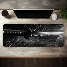Mouse Pad Extra Grande com Padrão de Espada Samurai, Design de Estilo Anime Preto e Branco, Tapete de Mesa Fácil de Limpar, Lavável, Base de Borracha Antiderrapante, Bordas Costuradas com Precisão, Mouse Pad Ideal para Presente, Protetor de Mesa, Tapete de Vaidade, Lugar Americano, Tapete de Estudo, Tapete de Teclado, Múltiplos Tamanhos Disponíveis: 15,7*35,4 Polegadas (40*90 cm), Um Presente Ideal para Aniversários e Feriados - Tapete de Teclado de Computador, Tapete de Laptop, Adequado para Jogadores, Trabalhadores de Escritório e Estudantes, 1 Peça. - A - Visão 3