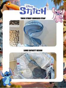 Disney Officially Licensed 1 Pc Stitch Pattern Shopping Bag Cute And Mischievous Stitch Crossbody Shoulder Bag High-Capacity Foldable Tote Bag Drawstring Shoulder Bag Lightweight Big Bag Official Licensed - Verifiable For Lady/Girls/Women Perfect For Daily/Shopping/Going Out - Multicolor - View 10