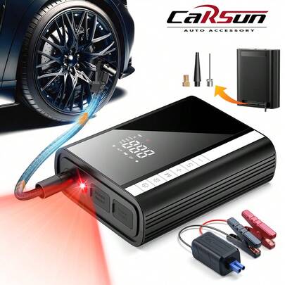 CARSUN 便携式汽车启动器和气泵 4 合 1 150PSI 空气压缩机移动电源助推器汽车启动装置汽车轮胎充气机