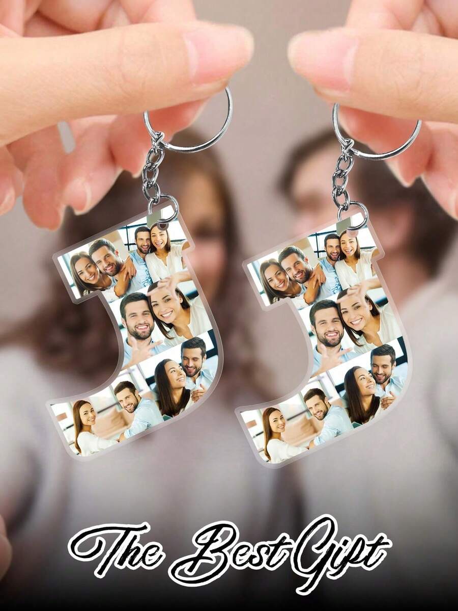1 pieza Llavero de acrílico con foto de pareja personalizada y letra de 26, llavero personalizado con foto de pareja y letra de A-Z, diseño grabado exquisito, llavero con foto personalizada y anillo de acero inoxidable, regalo ideal para el Día de San Valentín, Día de la Madre, Día del Padre, Aniversario, Cumpleaños, Boda y otras ocasiones - Multicolor - Ver 1