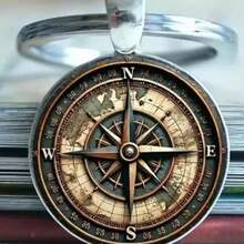Vintage Compass Keychain-Durable Bag Charm&Car Pendant, Ideal Home Decor Gift For Men, Anniversary, Christmas, Thanksgiving 2D Flat Navigation Compass Design Key Ring Gift Ideas Bag Charms Car Teacher Friend Sister - A - 查看 1