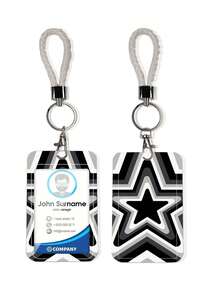 1个ABS黑色星形图案证件卡套，便携式夹子设计，适用于校园卡、身份证、交通卡、明星照片卡、钥匙链、包包挂件 - 彩色 - 查看 4