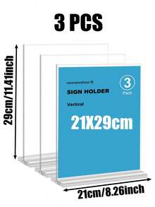 8.5英寸×11英寸、5英寸×7英寸、4英寸×6英寸T型亚克力标牌架展示架，多件装（1/3/6/12），适用于家庭、办公室、零售店、餐厅、婚礼、情人节、返校季、菜单、卡片、传单展示，空白亚克力标牌 - 彩色 - 查看 32