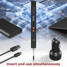 HX8 焊接套件，ILIBILIB 5V2A USB 接口 8W 可调温电烙铁 300-420°C，内置电池可无线操作 30 分钟，快速加热智能焊接套件，适用于 DIY 电子产品，智能睡眠模式，包含 2 个可更换焊嘴和 USB-C 充电线。 - 黑色 - 查看 6