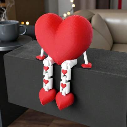 3D Heart-Shaped Decorations, Suitable For Valentine's Day Window Display, Compact Pendant Style, Flexible Limbs For Free Placement