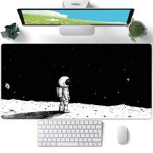 1pc Extra-Large Gaming Mouse Pad With Astronaut Moon Starry Night Black And White Illustration, Non-Slip Washable Rubber Base Large Desk Mat Office Accessory Computer Decor Dirt Resistant Gamepad Cover Ideal Long Tablemat For GamersFashion Workspace - Black and White - View 12