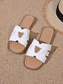 1 Par De Tênis Femininos De Pu Liso, Modelo Slip-On, Para Praia E Skate, Confortáveis E Elegantes Para O Verão. - Branco - Ver 6