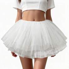 女士短款复古芭蕾舞裙，适合圣诞节、派对、婚礼、伴娘、情人节及其他场合。 - 白色 - 查看 10