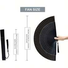 1pc Elegant Black Folding Fan, Vintage Bamboo Design With White Dots - Lightweight And Portable, Suitable For Dance, Performance, Wedding Decor, Party Accessories Or Gifts,Cute Stuff - Multicolor - View 3