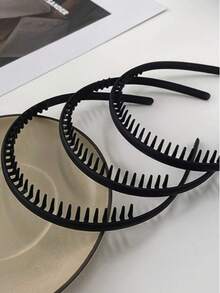3pcs Unisex Solid Color Simple Headbands Hairband - Black - View 1