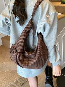 1pc Women's Nylon Shoulder Bag/Handbag/Tote Bag, With Adjustable Shoulder Strap, Scratch-Resistant And Durable, Can Hold Passport, Cash, ID, Credit Cards, Lightweight, Suitable For Commuting/Travel, Fashionable Color Block Design. - Multicolor - View 5