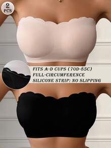 2pcs/Set Solid Color Strapless & Backless Bras, Comfortable Wireless Silicone Non-Slip Bras, Seamless Lingerie For Wedding Season - Multicolor - View 11