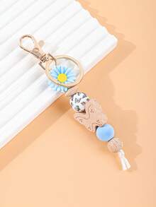 1pc Vintage Floral Daisy Beaded Keychain, Butterfly Decor, Cute Accessory For Daily Outfit - Multicolor - View 20