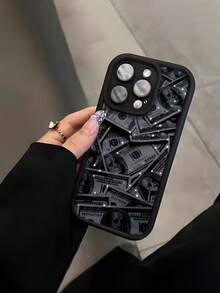 Money 1pc Black Starry Dollar Pattern TPU Material Phone Case Compatible With IPhone 17/17 Pro Max/17 Pro/Air/13/16E/16 Pro Max/16/15/14/12 Pro Max/13 Pro Max/11 Pro/14 Pro/15 Pro/12, Fashionable Protective Soft Case, Luxury Unisex Design - Black - View 3