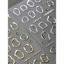 1pc 5D Gold/Silver/White Line French Style Nail Art Stickers High Quality 5D Embossed Crystal Diamond Nail Sticker Art Decal Design Gem Press On Nail Wraps Decals Manicure Decoration Accessories - Bạc - Xem 3