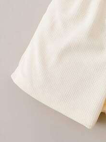 2件套女婴休闲日常可爱条纹草莓装饰吊带背心+短裤套装，适合夏季户外穿着，女婴吊带背心套装 - 杏色 - 查看 4