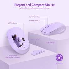 Wireless Keyboard And Mouse Combo - Rii Standard Office PC Keyboard And Optical Wireless Mice (Purple) - 紫色 - 查看 5