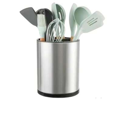 CYPNU Chef Soporte de Utensilios de Cocina Giratorio de 360° de Acero Inoxidable para Encimera Organizador de Utensilios con 3 Compartimentos Antideslizante y ModernoFashion