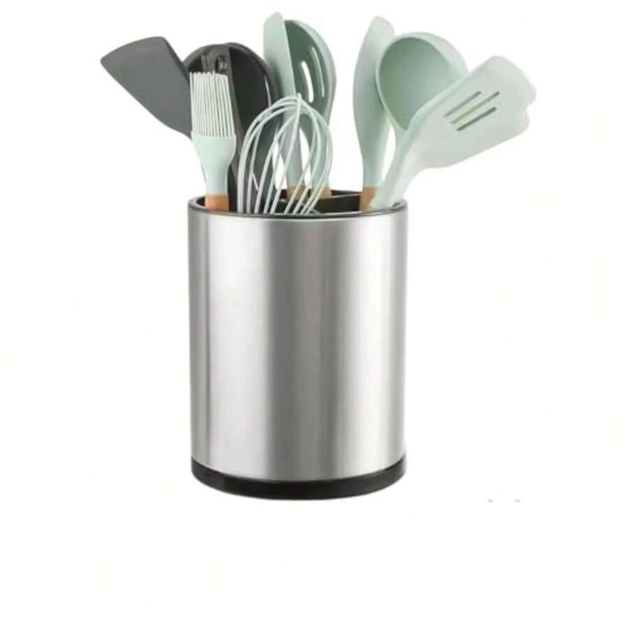 CYPNU Chef Soporte de Utensilios de Cocina Giratorio de 360° de Acero Inoxidable para Encimera Organizador de Utensilios con 3 Compartimentos Antideslizante y ModernoFashion - 219623565 - Ver 1