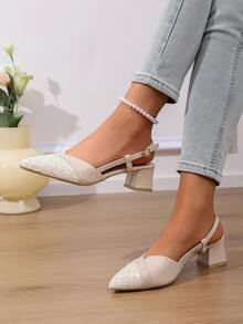 Sandalias con tacón para adolescentes - Beis - Ver 1