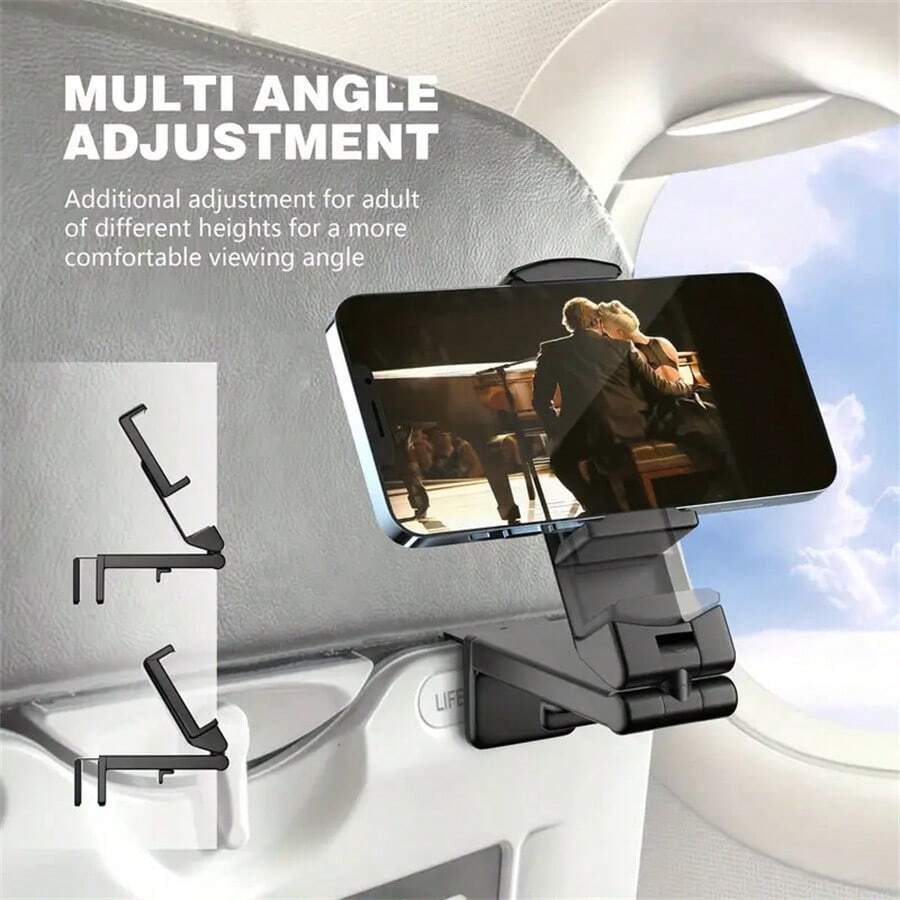 Foldable Adjustable Airplane Phone Holder Stand - Portable Travel Desk For Flight, Train, And Car Seats - Rotatable, Selfie-Capable, And Universal Compatibility Compatible With IPhone, Android Phone, Gift For Birthday, Family, Friends Gifts Birthday Phone Stand Phone Accessories Strong Load-Bearing - Multicolor - View 1