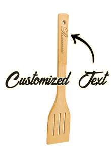 1/5pcs Customized Wooden Cooking Spoons, Suitable For All Kitchens. Salad Spatula Made Of Bamboo And Wood, Kitchen Cooking Tools, Personalized Wooden Spatula And Wooden Spoon, Three-Line Spatula, Natural Bamboo And Wood Non-Stick Surface, Multi-Functional Cooking Tools, Handmade Mother's Day Essential - Multicolor - View 17
