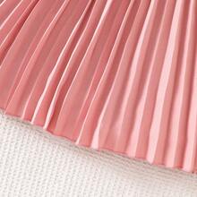 女童粉色西装领连衣裙，收腰百褶裙，无袖公主裙 - 珊瑚粉 - 查看 4