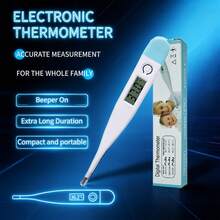 1pc Adult Digital Thermometer, 10s Fast Oral Temperature Measurement, Suitable For Fever Monitoring. Made Of Soft And Comfortable Material, Convenient For Home Or Travel Use. - Blue and White - View 1