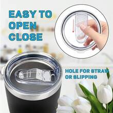 30oz Tumbler Lids 2 Pack, Fit Of Inner Diameter 3. To 3.73 INCH Tumbler Cup, Spill Proof Splash Resistant Tumbler Lids Silicone Sliding Covers BPA - - 30盎司-2件+滑塊 - 查看 5