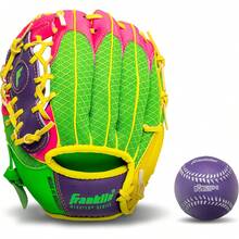 Juego de guante y pelota de Teeball deportivo - Guante de Teeball Meshtek y pelota de béisbol de espuma - 9.5 - Morado/Rosa/Amarillo - Ver 2