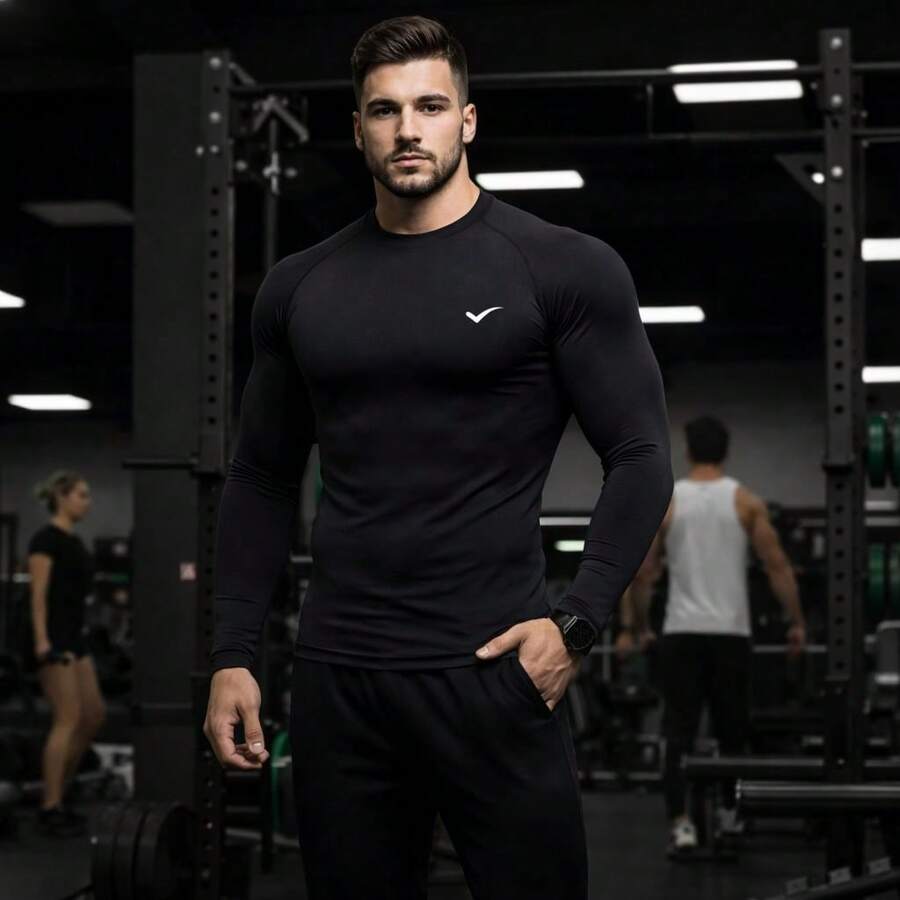 Thermal Shirt Second Skin T-Shirt UV Protection Compression Cold Heat Men's Blouse FENIX - 黑色 - 查看 1