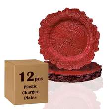 12/36pcs 13" Charger Plate, Floral Reef Charger For Dinning Plates, Table Setting And Wedding Party Table Decor. - 紅色 - 查看 8