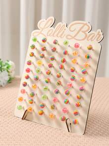 1个26*35厘米木制棒棒糖展示架，可重复使用，适用于婴儿派对、糖果/甜点展示、一周岁生日派对装饰、家用甜甜圈展示、派对食品托盘、棒棒糖架、性别揭晓派对装饰、新娘/婴儿派对桌面装饰、婴儿派对礼物、性别揭晓派对用品、派对甜点桌、婴儿派对装饰 - 原木色 - 查看 6