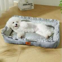 1pc Fashionable Pet Bed With Plaid Trim, Soft & Comfortable, Washable, Bite-Resistant, Non-Shedding, High-Quality Pet Nest/Bed Suitable For Small, Medium And Large Dogs And Cats - Purple - View 4