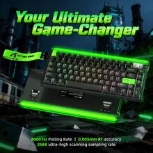 ATTACK SHARK R85 HE 有线 75% 快速触发机械 RGB 游戏键盘，带定制灯箱，8KHz 轮询率，0.005mm RT 精度，0.08MS 延迟，霍尔效应，磁性开关，PC 游戏专用驱动程序 - 月光白/白色轮廓/荧光绿/星光白 - 彩色 - 查看 12