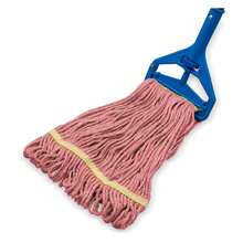 Flo-Pac Acrylic Mop Head, Loop-Ended, Narrow Band With 1" Yellow Band For Organized Cleaning, Small, - As Picture 596 - View 2