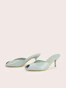 极简时尚蓝色露趾无后跟细高跟凉鞋，夏季穿搭 - 淺藍色 - 查看 3