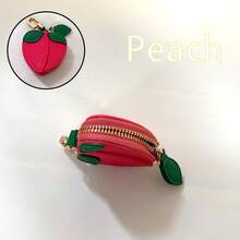 Unisex Cute Fruit PU Leather Keychain Coin Purse Earphone Holder - Blueberry Purple - Multicolor - View 8