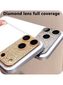 1 pieza Protector de lente con diamantes incrustados de plata, hecho de vidrio templado, calidad de imagen ultra HD sin pérdidas, dureza 9H anti-arañazos, adhesivo fuerte, fácil instalación, accesorio compatible con iPhone 17 Pro Max/17 Pro/17 Air/17 Aplicable a protección diaria, oficina, hogar Protector de teléfono de cristal brillante a prueba de agua y golpes, resistente a arañazos - Plateado - Ver 7