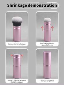 1pc Extendable Foundation Makeup Brush, Soft Bristles, Easy To Apply,Giveaways - Pink - View 7