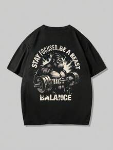 Retro Beast Mode Gorilla Gym Shirt für Herren, Workout Grafik T-Shirt, Lässiges Athletik-Oberteil für Fitness-Enthusiasten - Schwarz - Übersicht 3