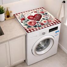 1pc Heart, Flower, Plaid Pattern Printed Washing Machine Dust Cover Mat, Rubber Soft Bottom, Laundry Room Accessory, Washing Machine Top Protective Pad, Quick Drying, Refrigerator Dust Cover, Coffee Maker Countertop Absorbent Mat, Diatomite Draining Mat, Modern Laundry Room And Kitchen Appliance Washing Machine And Dryer Dust Cover, Home Decor, Kitchen & Dining Decor - Multicolor - View 4