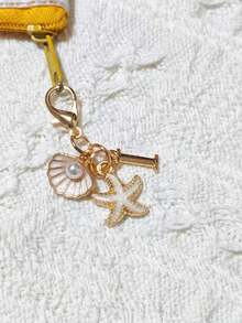 1pc Bohemian Style Gold Letter Keychain With Shell And Starfish Decoration, A-Z Letter Options, Suitable For Holiday And Beach Themes - Multicolor - View 14