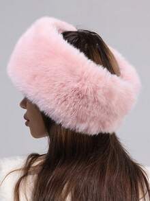 Classic Faux Fur Headband For Women Thick Warm Winter Headwear, Fashionable Fleece Lined Ear Warmer For Casual Street & Ski Party, Autumn Winter Flattering Hair Accessory Gift - Taupe/Cream/Black Workout Hair Band Running Hair Accessories Yoga Head Scarf Sport Sweatband - Multicolor - View 15