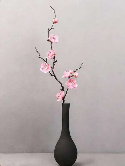 Künstlicher Roter Pflaumenblüten Blumenstrauß, Pfirsichblütenzweig, Wachsblume, Kunststoff Künstliche Blumen für Innenraum Dekoration Zuhause, DIY Feiertags Dekoration, Hochzeitszeremonie