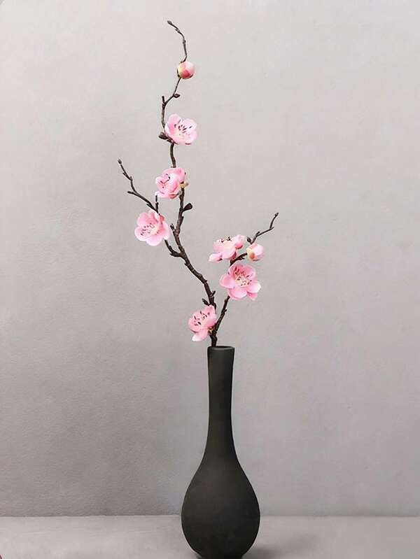 Buquê de flores artificiais de ameixa vermelha, ramo de flor de pêssego, flor de cera, flores artificiais de plástico para decoração de interiores, decoração de festas DIY, cerimônia de casamento.