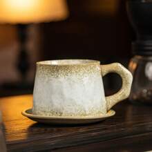 European Retro Ceramic Coffee Cup & Saucer Set, Creative Gift, Afternoon Tea Mug, Coarse Pottery Coffee/Tea Cup - Multicolor - View 12